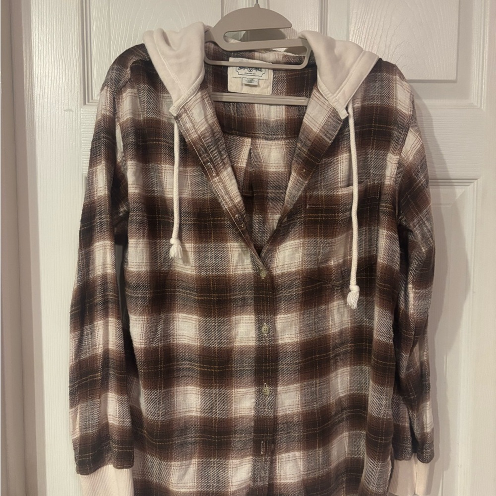 American Eagle plaid hooded long sleeve size small